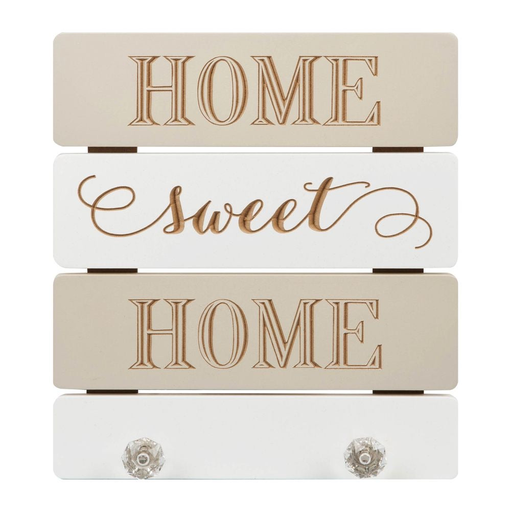 LOVE LIFE WALL PLAQUE WITH HOOKS 'HOME SWEET HOME
