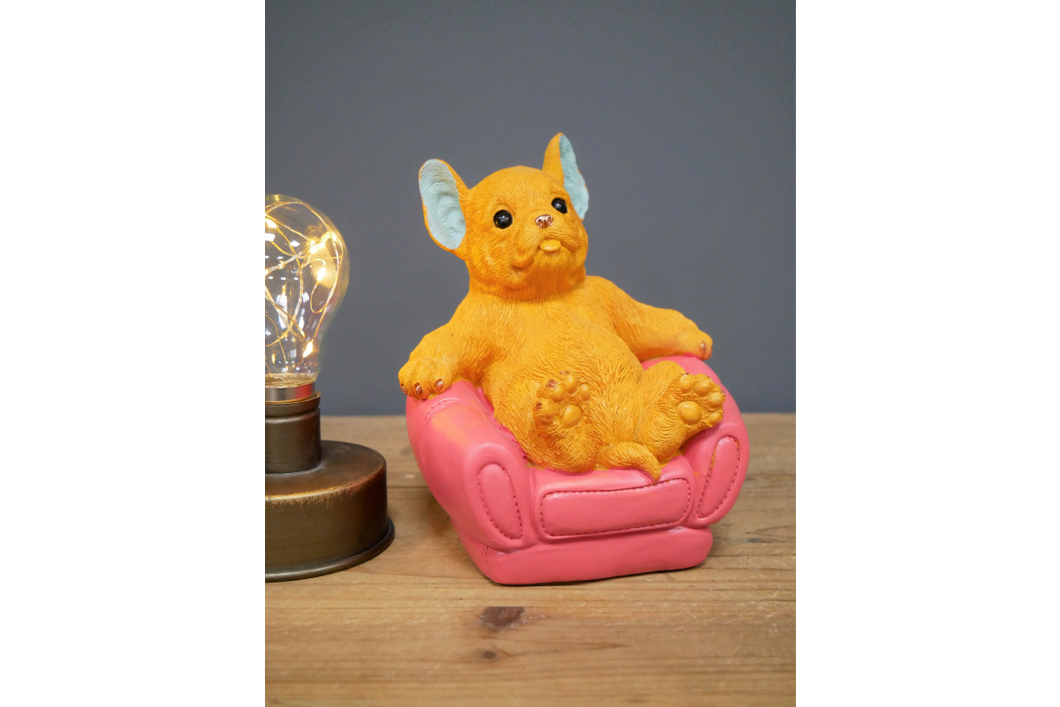 Dog in chair ornament
