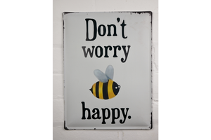 Metal sign Bee Happy - Bee Decor
