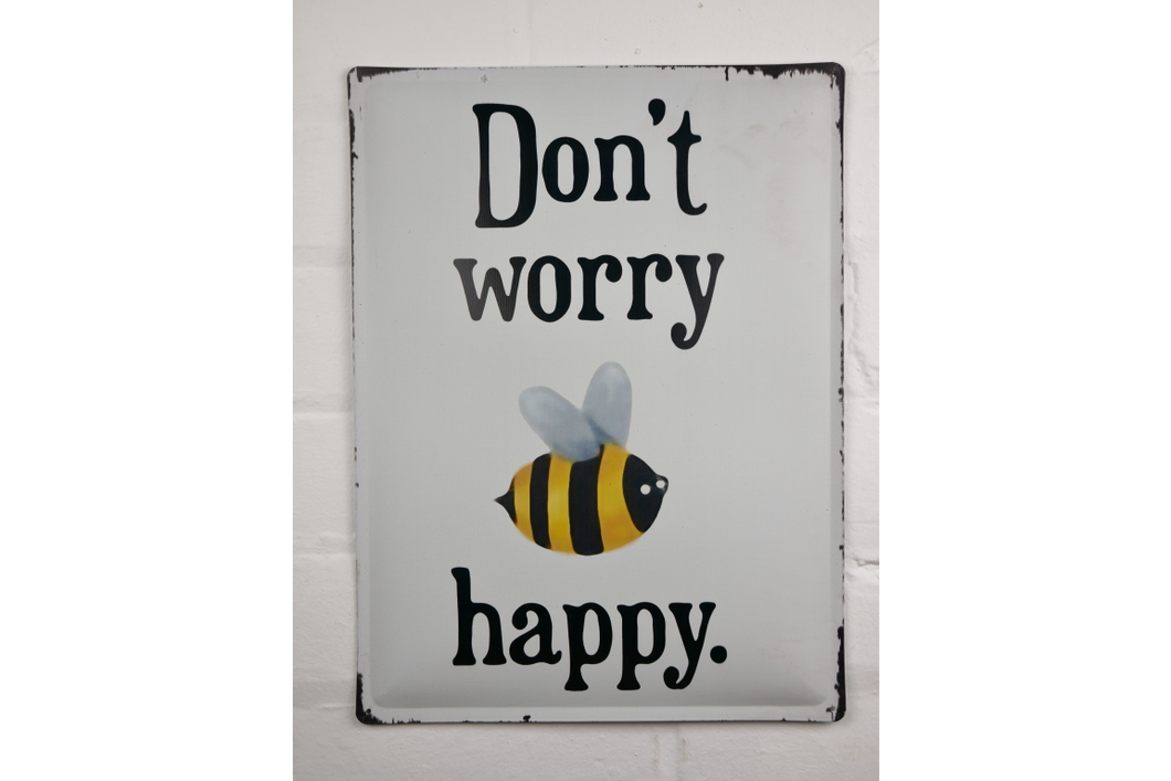 Metal sign Bee Happy - Bee Decor