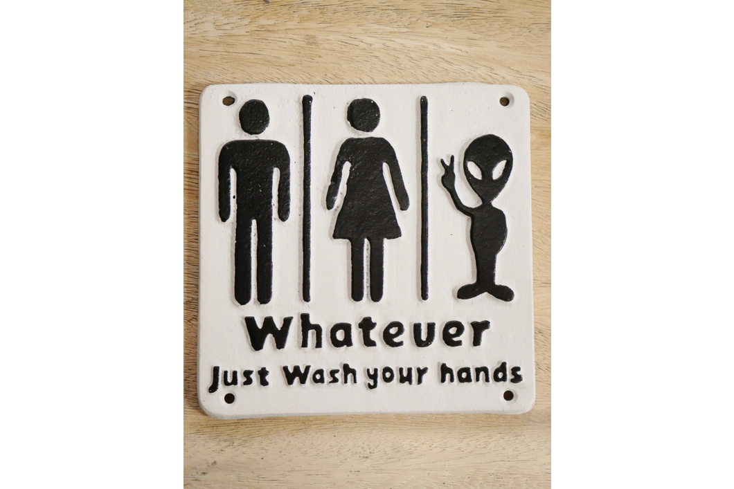 Cast iron wash your hands sign
