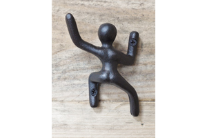 Cast iron Climbing man coat hook - Small left hand hook