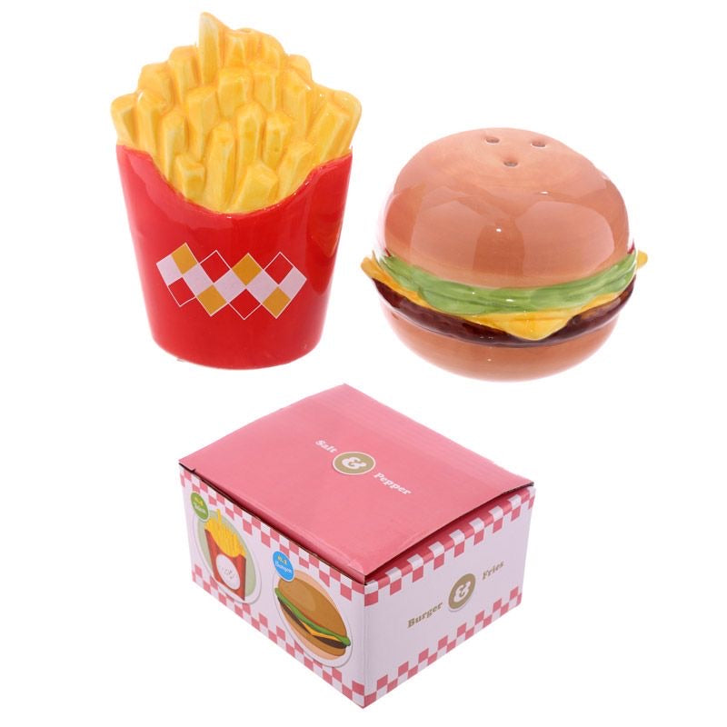 Burger and fries salt and pepper pot