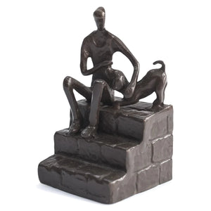 Solid Bronze Man and Dog