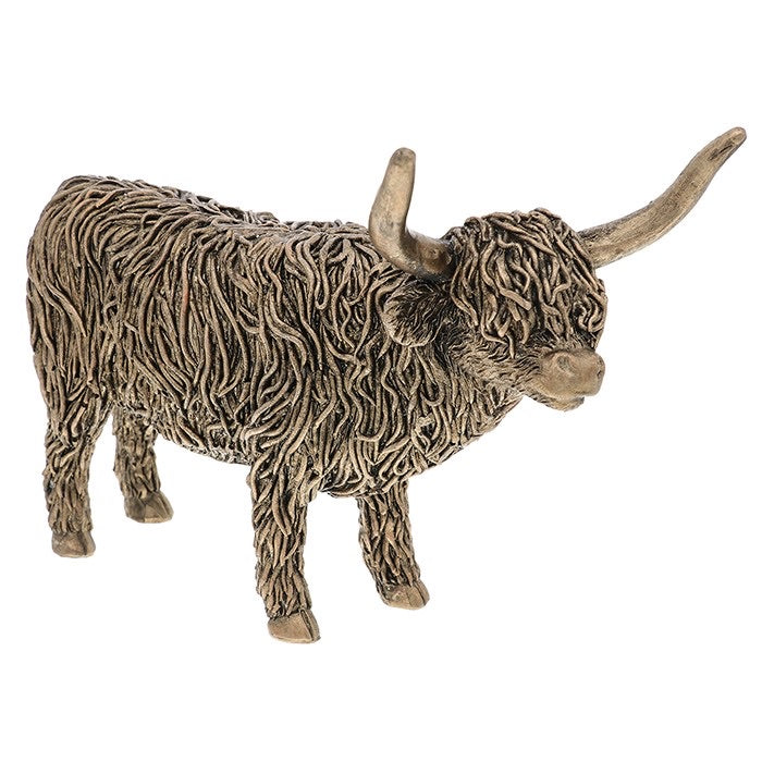 Bronze colour highland standing cow ornament