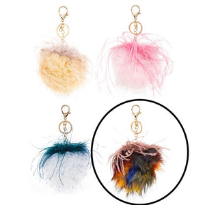 Faux fur Large Pom Pom keyring - Multicolour