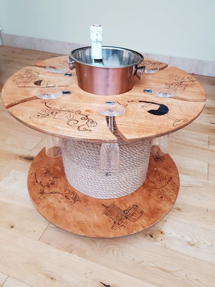 Cable Reel Drinks Table upcycled
