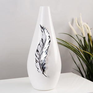 White Vase with 3D Silver Leaf