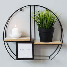 Load image into Gallery viewer, Round Metal Wall Shelf with 4 x 4 Frame
