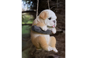 Hanging bulldog puppy