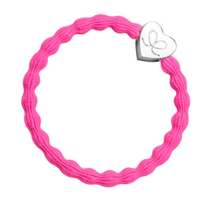 Bangle Bands by Eloise - Neon Pink with Silver Heart